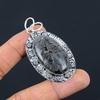 Sterling Silver Oval Black Fossil Coral Gemstone Ethnic Anniversary Boho Pendant