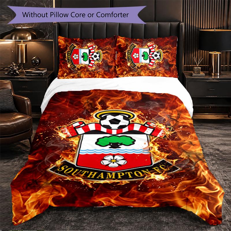 Southampton Football 3 Piece Bedding Set Soft Duvet Cover Set with Pillowcases Printed Bedroom Decor Set for Home