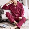 1 комплект, мужская одежда для сна, однотонная однобортная домашняя одежда с длинными рукавами, свободный пижамный комплект больших размеров из ледяного шелка для дома