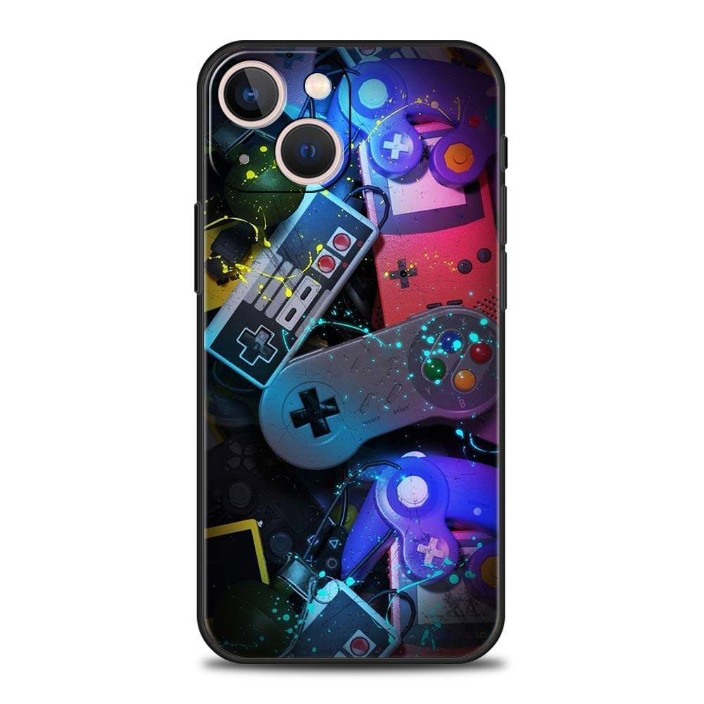 Game Controller Graphic Phone Case For iPhone 17 16 15 Pro Max 11 12 13 14 7 8 Plus SE 2020 X XR XS Cover Soft Black