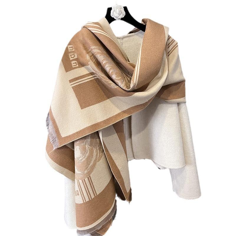 Scarf Women'S Cashmere Rose Cold Wind Double-Sided Versatile Shawl Air Conditioner Warm Scarf