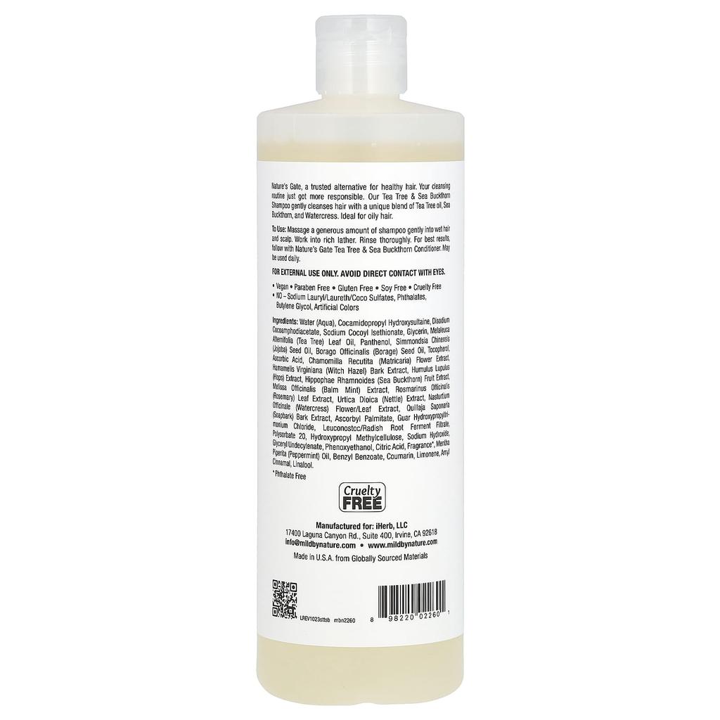Mild By Nature (Врата природы), Шампунь с маслом чайного дерева и облепихи, для жирных волос, 16 жидких унций (473 мл)