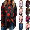 Women's Loose  Printed Round Neck Long Sleeved T Shirt Top Pullover Long Sleeved Top