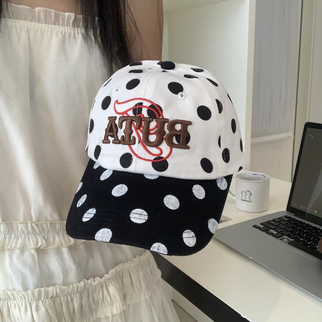 American Retro Polka Dot Baseball Cap Year Contrasting Color Three-Dimensional Embroidery Showing Face Small Sunshade Female Cap