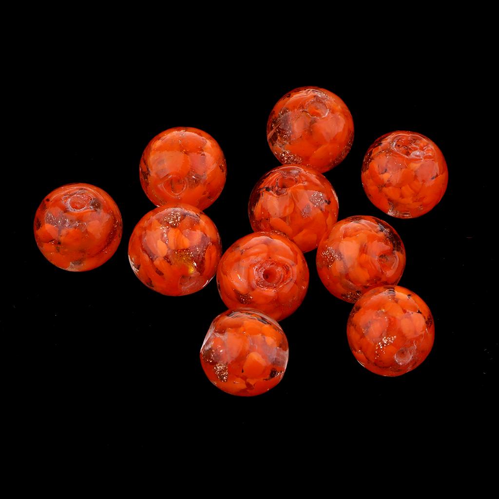 10шт Бусины из фольги лэмпворк стеклянные круглые для изготовления ювелирных изделий оранжевый