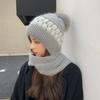Женский комплект из шерстяной шапки и шарфа в корейском стиле – симпатичный, холодостойкий, защита ушей и шеи на осень/зиму