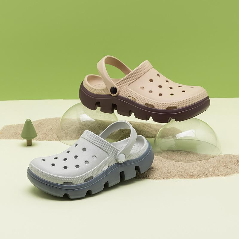 Мужские сандалии Садовая обувь Платформа Закрытый носок EVA цельное литье Два с половиной способа носки Прохладные шлепанцы