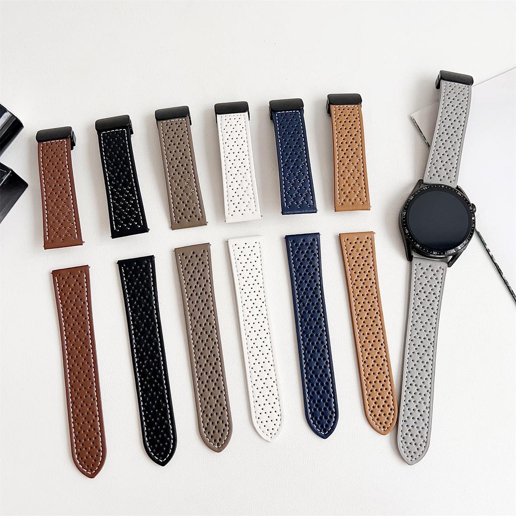 For Samsung Galaxy Watch7/Watch6 Microfiber Leather Watch Bands 20mm Breathable Magnetic Strap