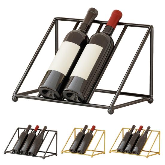 Wine Bottle Rack Iron Inclined Display Holder for 4-5 Bottles Modern Minimalist Wine Organizer for Entryway Bar Cabinet Decor