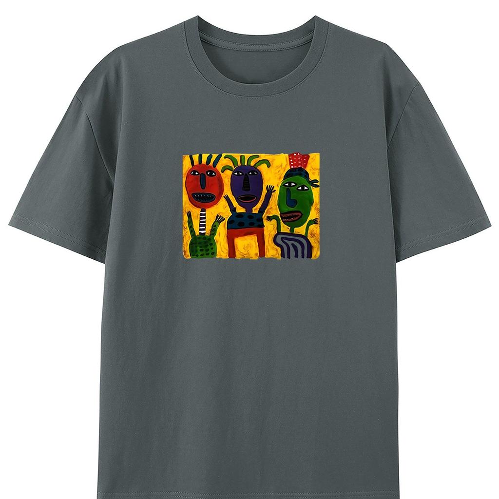 Summer Unisexs Pure Cotton Vintage Fun And Creative Pattern Tshirt Oversized Loose And Breathable Suitable For Everyday Wear