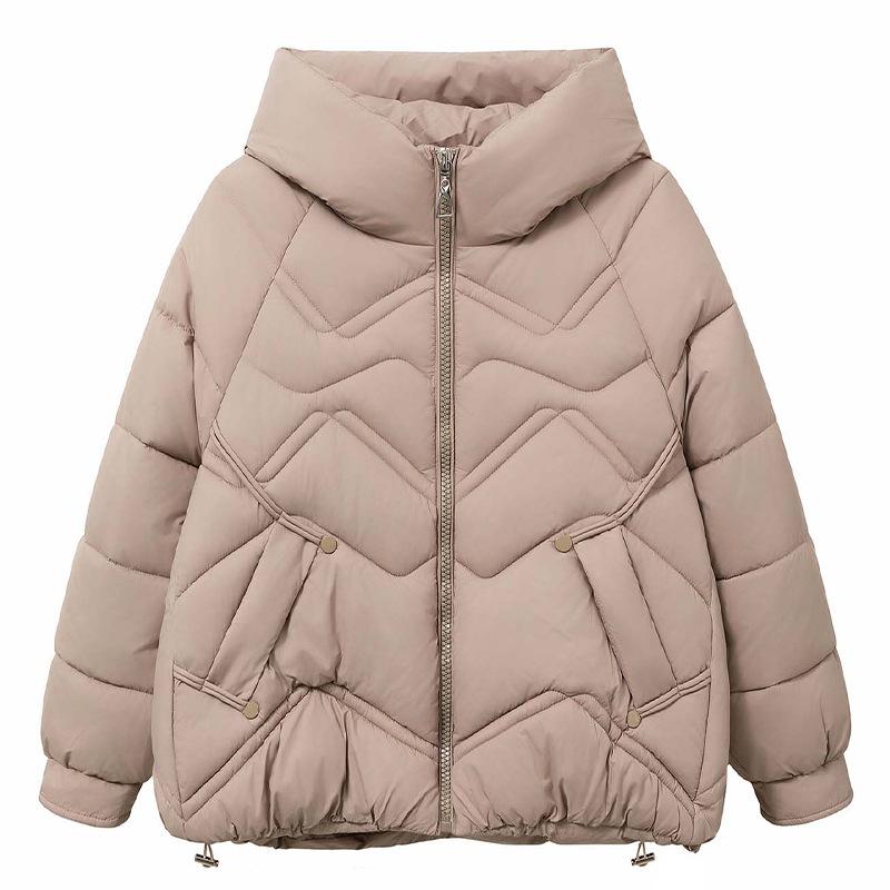 Winter loose large size down cotton clothes thickened warm small hooded loose versatile jacket