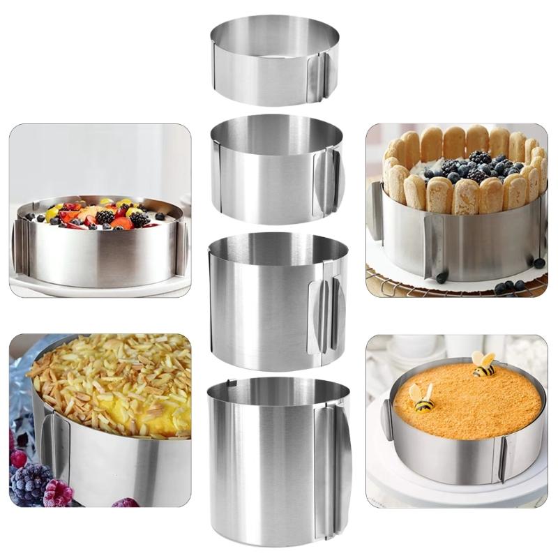 Кольца для мусса из нержавеющей стали, круглые формы со шкалой, нержавеющая регулируемая форма для выпечки, нержавеющий инструмент для украшения торта