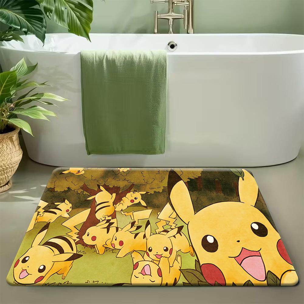 Pokemon Eeveelutions Cute Group Print Non-slip Doormat, Soft Absorbent Floor Rug for Home Decor