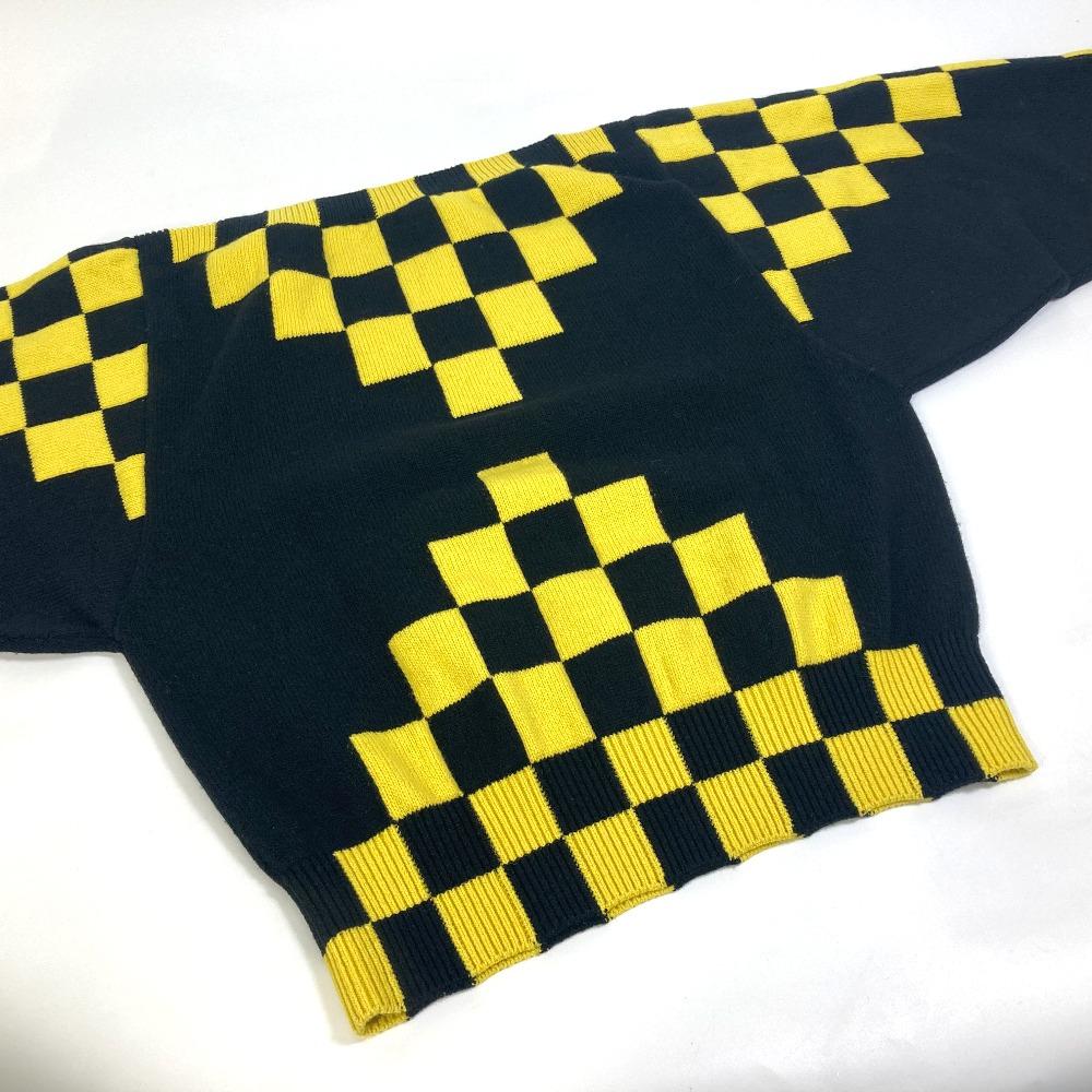 Louis Vuitton apparel checkerboard knit Long sleeve sweater Yellow x Black
