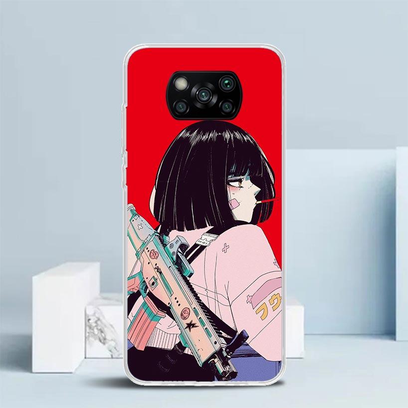 Чехол для телефона в японском стиле с аниме-девушкой для Xiaomi Poco F7 Ultra X5 X6 X7 Pro M7 Redmi 15C 15 13C 13 12C 12 10C 10 10A 9 9C 9A 9T C