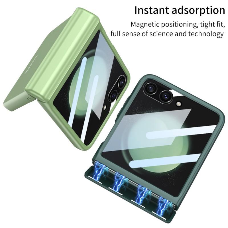 Magnetic Flip Case Galaxy Z Flip5 With Large Window Matte Finish Full Coverage Shockproof Cover