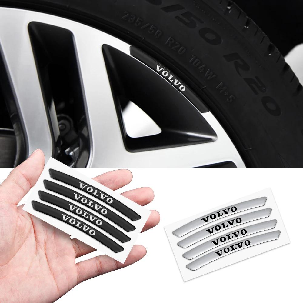 4Pcs Car Accessories Wheel Tire Curved Rims Emblem Stickers for Volvo R Design T6 AWD C30 C40 C50 C70 S40 S60 S70 S80 S90 V40 KE3