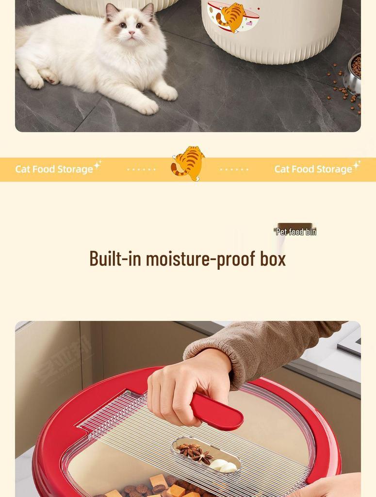 Moisture-Proof Cat & Dog Food Storage Bucket - Food-Grade, Sealed Container for Grain, Rice & Pet Food.