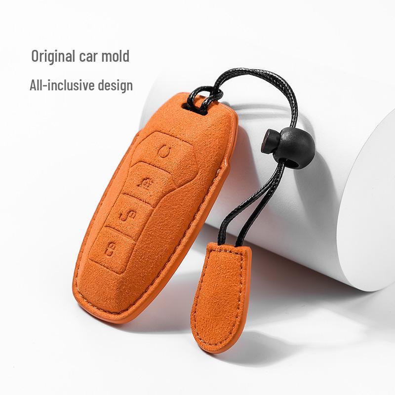 Suede Car Key Cover for BYD Dolphin, Qin, Song, Yuan Pro, Tang, and Destroyer Models