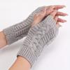 Monochrome Knitted Gloves Short Half Finger Warm Gloves Elastic Fingerless Touch Screen Fall Winter Gloves