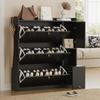 Versatile Tilt Shoe Cabinet with 3 Tilt-Out Drawers, Storage Entryway Organiser, Free-Standing Shoe Rack with Fold-Down Bench, Black, 119*24*122