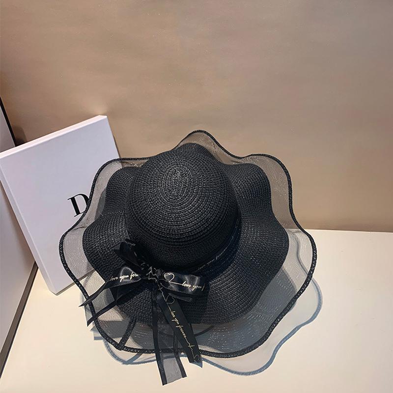 Floppy Foldable Ladies Women Straw Beach Sun Hat Ladies Summer Travel Wide Brim Caps