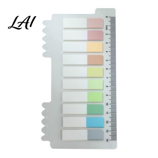 Professional File Sorting Tabs Index Sticker with Built-in Scale Ruler Morandi Color Transparent Book Annotation PET Page Markers Compact
