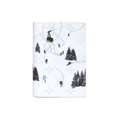 Логотип бренда Монограмма холст с покрытием сумка для паспорта для мужчин белая