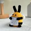 Positive Crochet Bee Doll with Encouraging Card Emotional Support Handmade Knitting Honeybee Animal Toy Decoration Ornament Kids Adults Birthday Gift