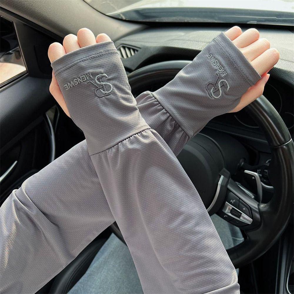 Ice Silk Sun Protection Arm Sleeves Sunscreen Long Mittens Widened Anti UV Arm Covers Outdoor