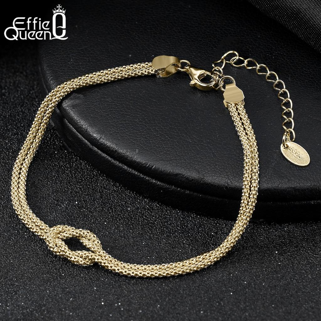 EFFIE QUEEN S925 Чистое Серебро Изящный Браслет-цепочка 'Попкорн' Минималистичный Хип-Хоп Браслет с Подвеской O Ювелирный Подарок для Женщин SB196