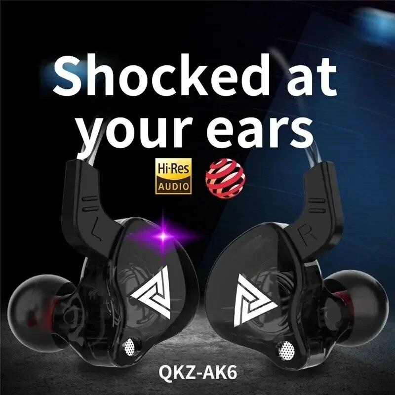 Original QKZ AK6-X/AK6 Copper Driver HiFi Wired Earphone Sport Headphone Bass Stereo Headset Music Earbuds 3.5MM In Ear With Mic