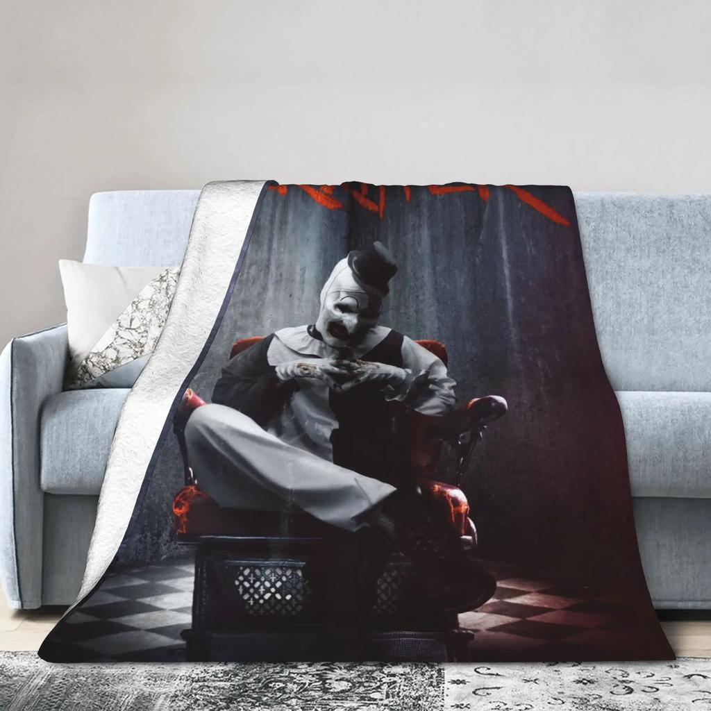 Terrifier Horror Movie Plush Blanket Soft Warm Flannel Throw for Kids and Adults Perfect for Bed Couch or Sofa