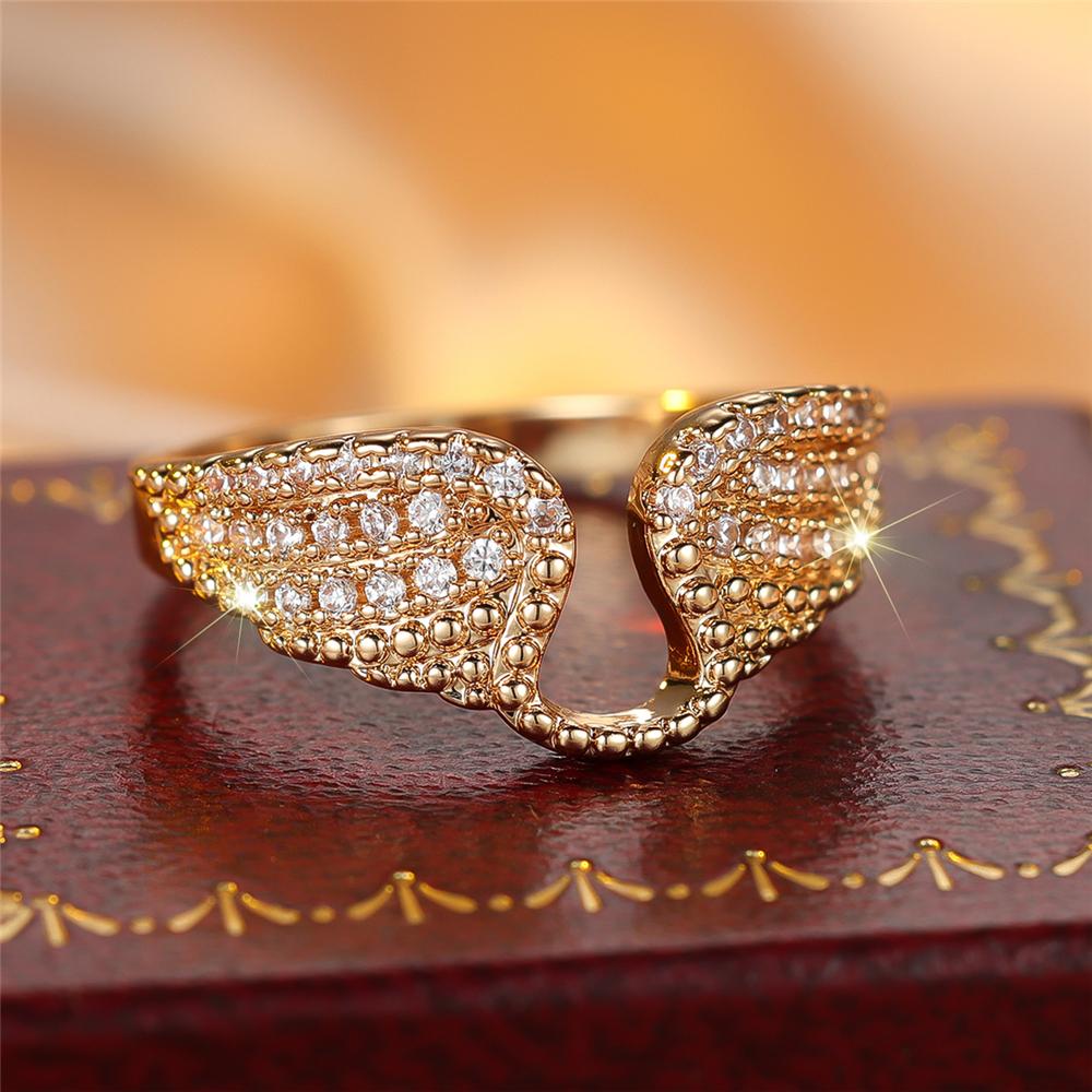 Trendy Crystal Rose Red Zircon Stone Vintage Gold Wedding Bands Engagement Rings For Women Men Minimalist Jewelry
