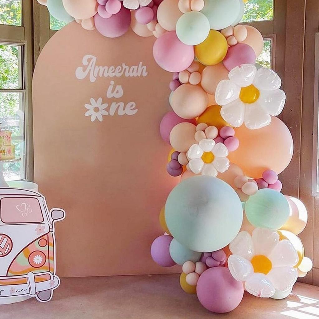130 шт., комплект гирлянды из воздушных шаров с ромашками, макарон, пастельный, розовый и желтый, Boho, заводная вечеринка для детского душа, свадьбы, дня рождения, декор с подсолнухами