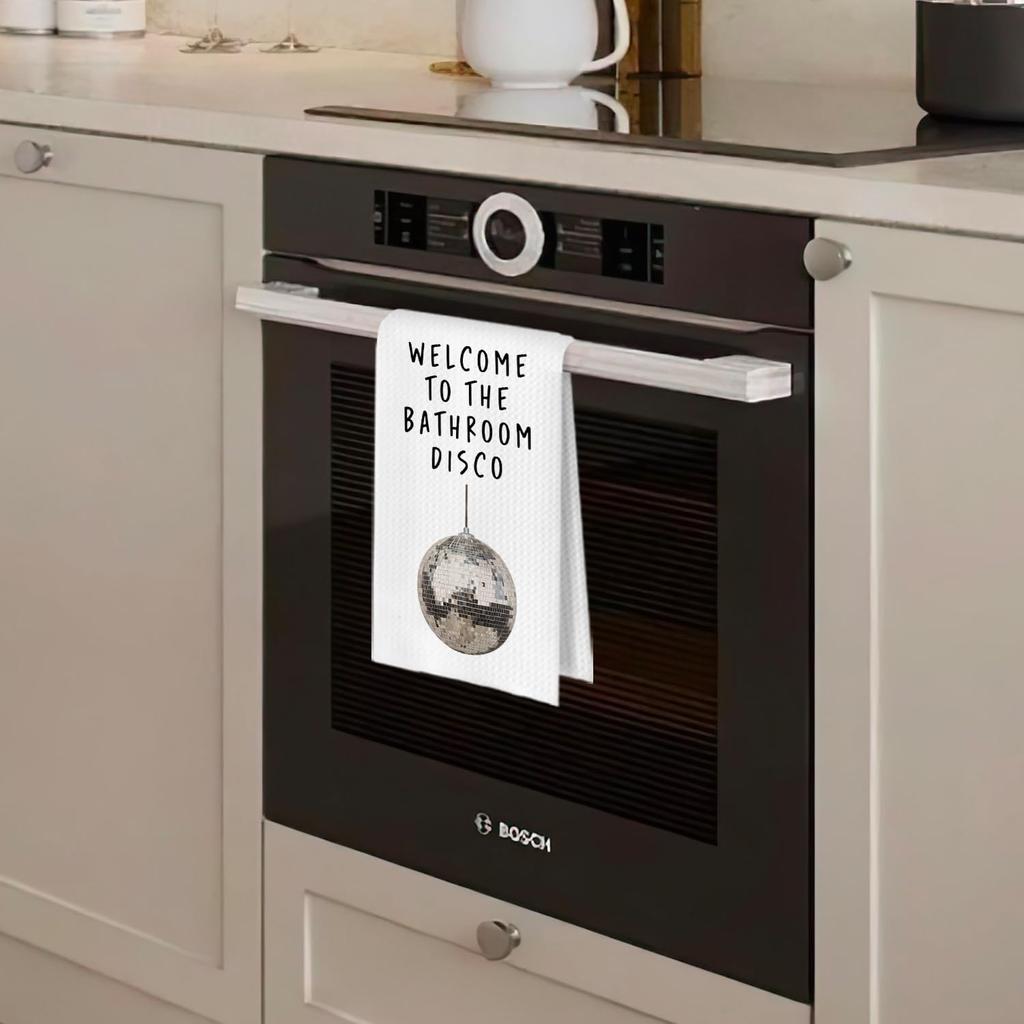 Disco Ball Bathroom Towel - Funny Disco Ball Waffle Weave Bathroom Towels, Disco Ball Hand Towel, Dish Towels with Sayings Tea Towel, 16×24 Inches