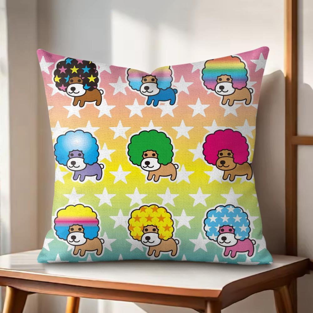 Japan AAfro KKen Cute Cushion Cover Natural Linen Organic Fabric DoubleSided Printing Couch Pillow Covers Home Decor