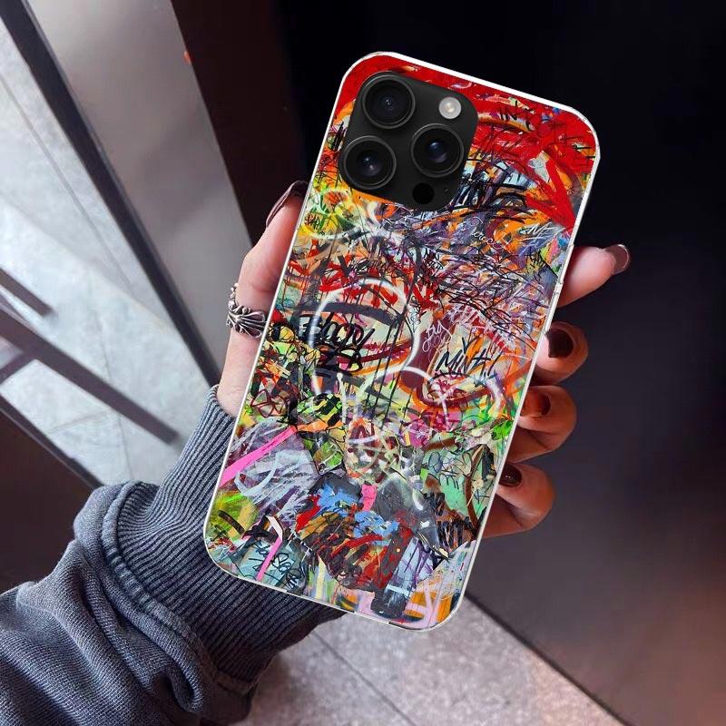 Graffiti Fashion Cool Phone Case For iPhone 17 Air 16 15 Pro Max 14 Plus 13 Mini 12 11 Cover 7 8 SE Silicone Shell Print Fundas