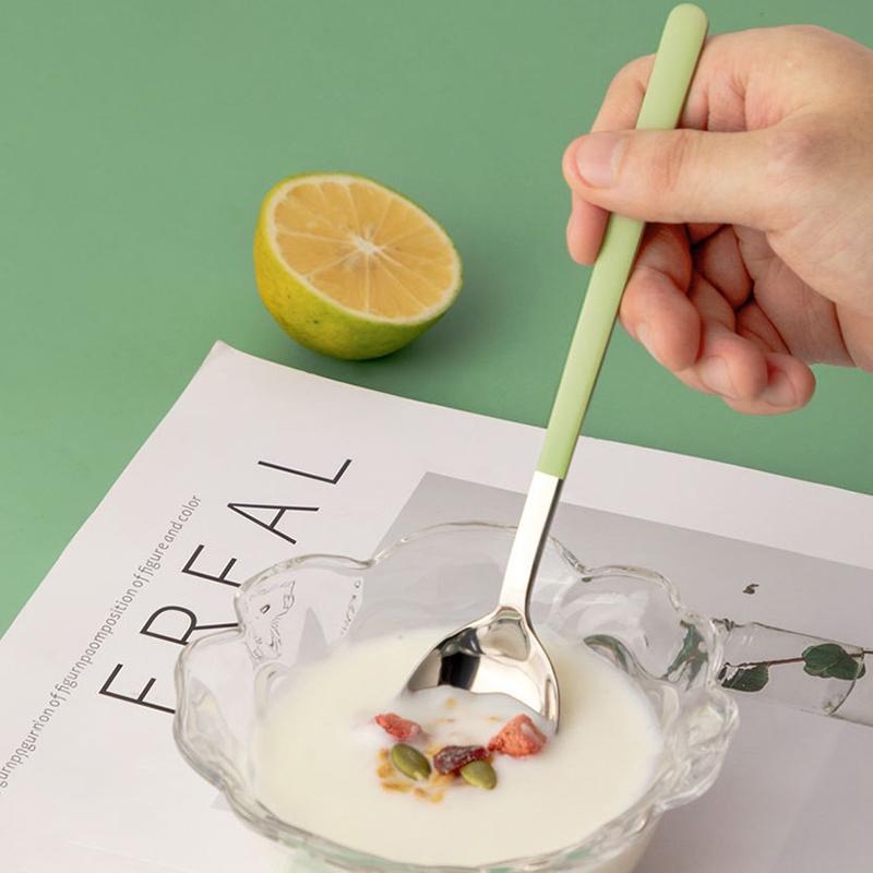 2 шт. 410 нержавеющая сталь роскошная 4 цветная ручка ложка для семейного обеда столовые приборы ресторан столовые приборы половник для супа