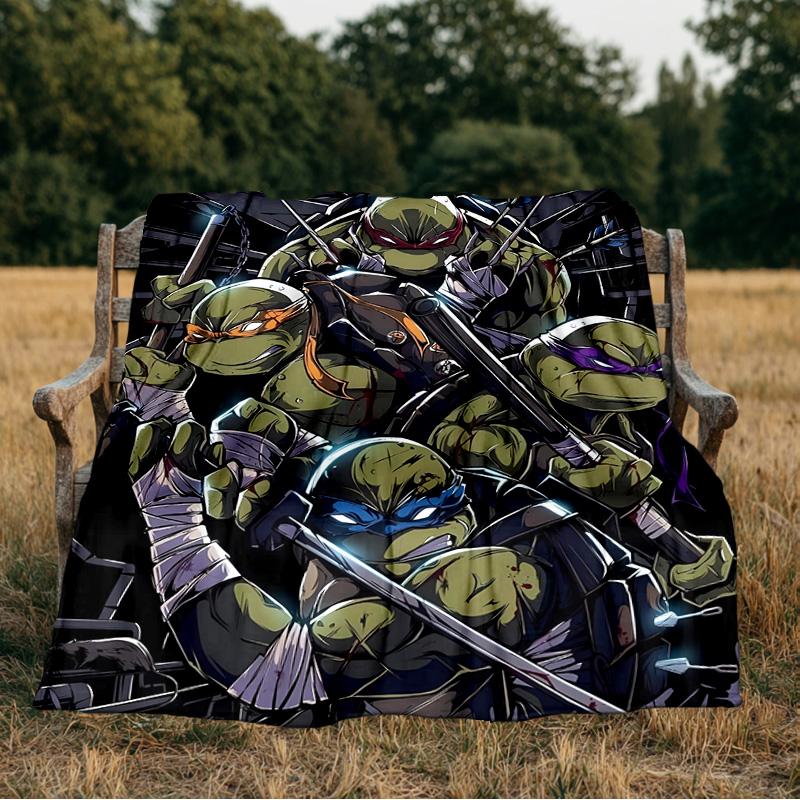 Turtles Team Adventure Blanket Flannel Throw for Sofa, Indoor, Camping, Living Room, Office, Chair, And Bed Soft Birthday Gift