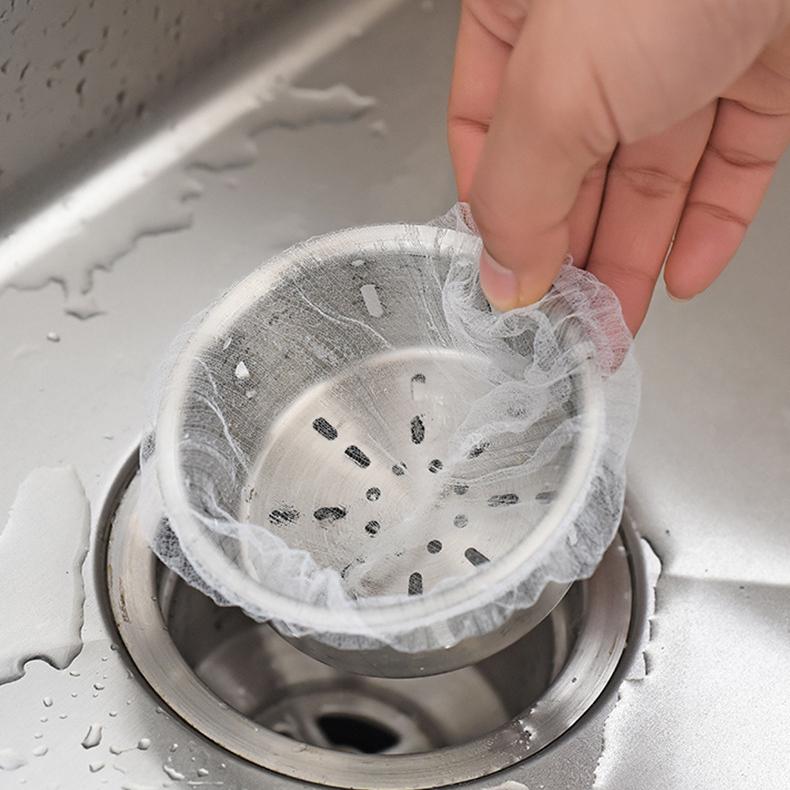 100 шт., одноразовый фильтр для раковины, кухонная канализационная сетка, фильтр-мешок для мусора, сито для раковины, аксессуары, ванная комната0, слив для волос, антиблокировочный