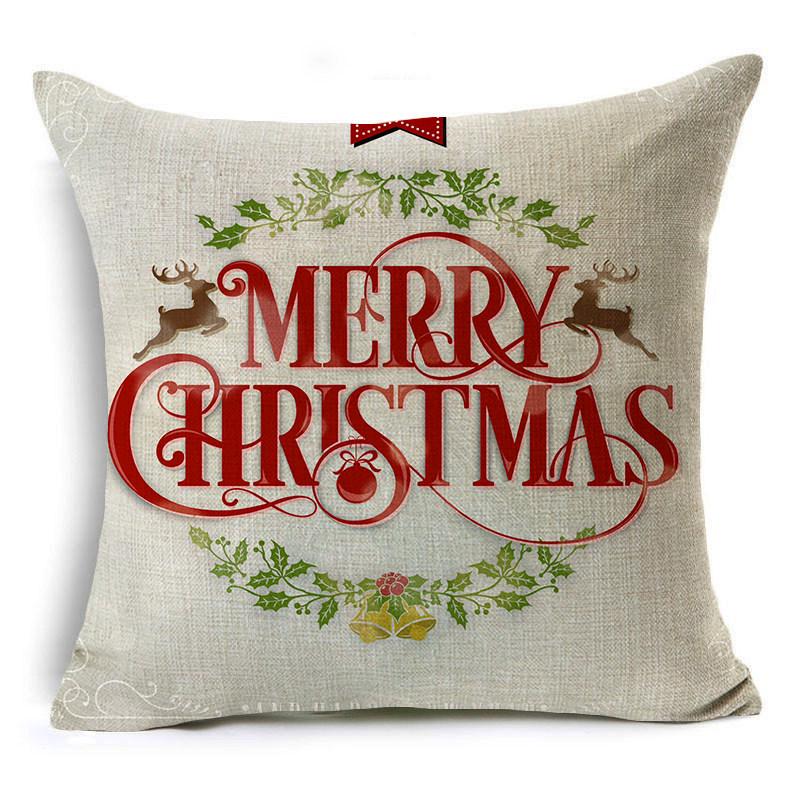 New Year Christmas Gift Elk Letter Sofa Cushion Linen Pillow Car Pillow Cover Premium Durable Quality Useful Practical