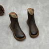 Johnature Винтажные женские сапоги из коровьей кожи с круглым носком, утепленные и на толстой подошве, из натуральной кожи, сапоги до середины икры