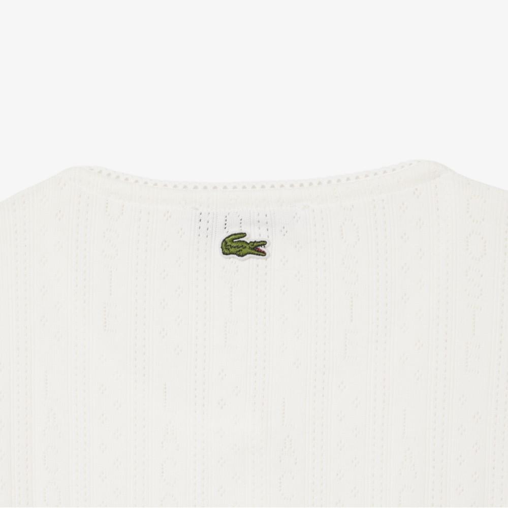 [lacoste] Women's Pointelle Ribbon Croc Long-Sleeve Cardigan TF9866-56G70V