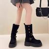 Fashion Women's Long Boots Fashion Platform Height Increasing Outdoor Knight Boots  Spring Autumn New Retro Belt Buckle Women Shoes