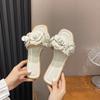 Модные белые тапочки-камелии для женщин, дизайнерские летние туфли смешанных цветов, женские шлепанцы с цветочным декором, уличные шлепанцы