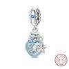 Original Charms Beads Copper Blue Ocean Float Wish Bottle Charms Pendant For Woman Jewelry Birthday Gift Making