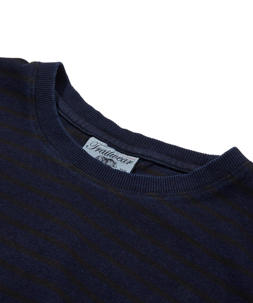 PENFIELD Синий с одной полосой Винтажное произведение искусства Вышитая футболка с коротким рукавом Indigo_Fs2Kt61U