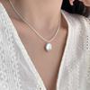 S925 Sterling Silver Sparkling Necklace Baroque Button Pearl Necklace Women's Light Luxury Niche Clavicle Chain