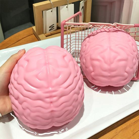 1/2Pcs Giant Simulation Brain Squeeze Toy Stress Relief Pink Brain Sensory Toy Decompression Slow Rising Realistic Brain Fidget Toy